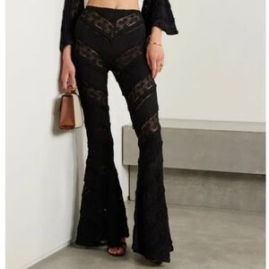 Charo Ruiz Ibiza galit paneled stretch-lace and gauze Black Pants Size Small